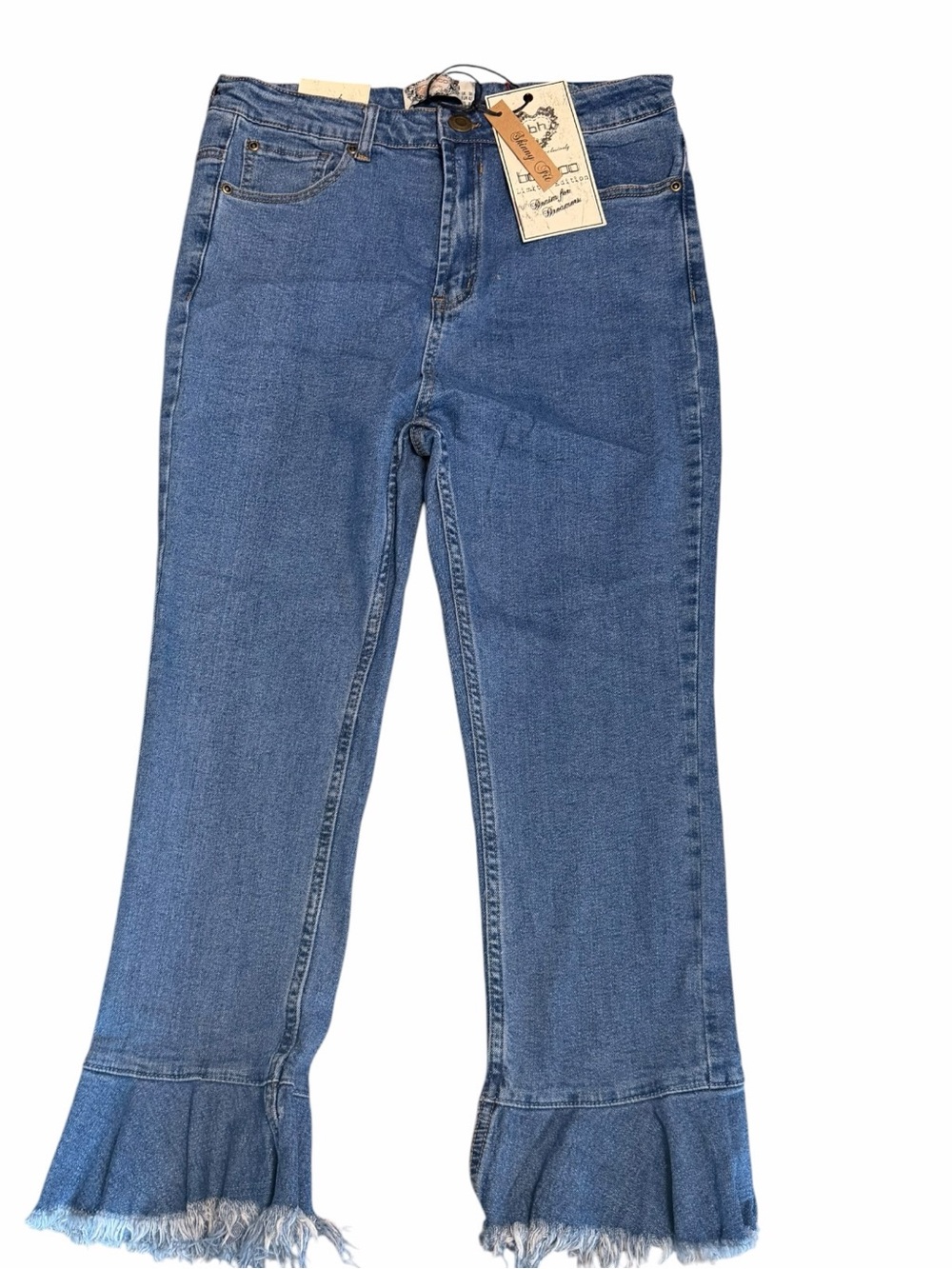 Y2K Ruffle Hem Boohoo Jeans Size 8 High Rise Cropped NWT